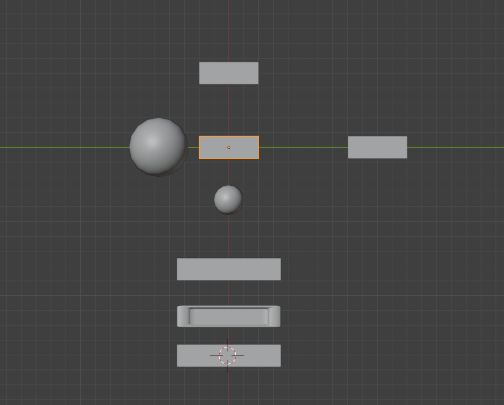 Top down image from blender objects to figure out the scale of each object compared to the others.